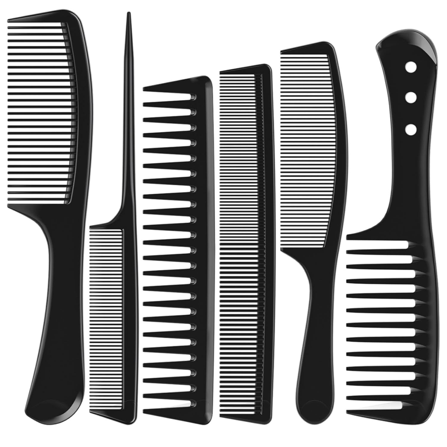 Detangling Wide Comb - 6 PCS Hair Comb Set Black,