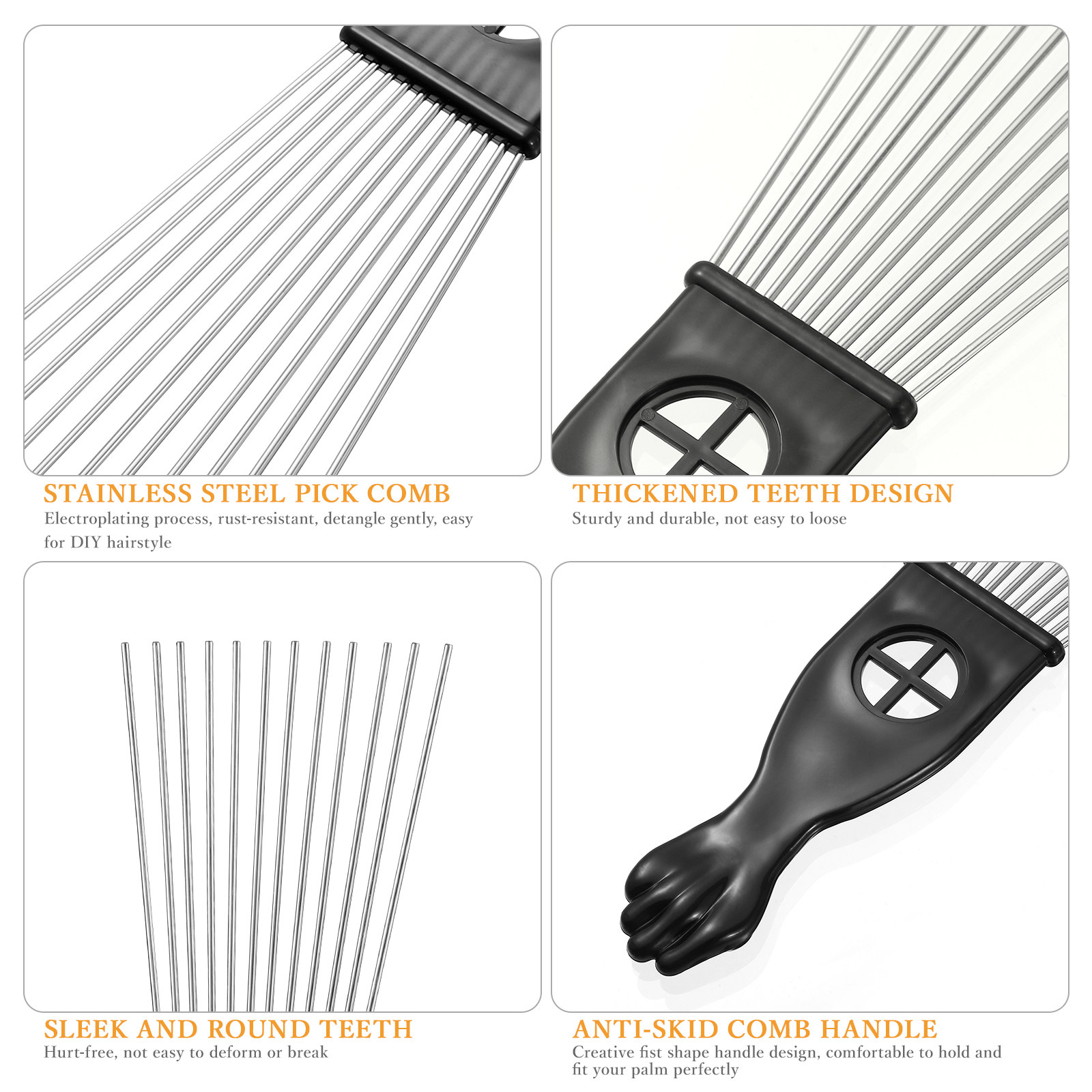 2pcs Steel Needle Hair Pick Co – Detangling Wide Comb Bewertung und Preis