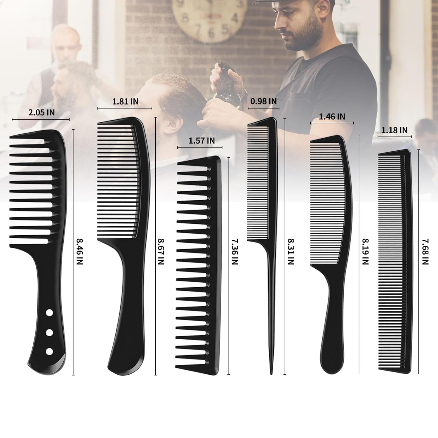 6 PCS Hair Comb Set Black, Dur – Detangling Wide Comb Bewertung und Preis