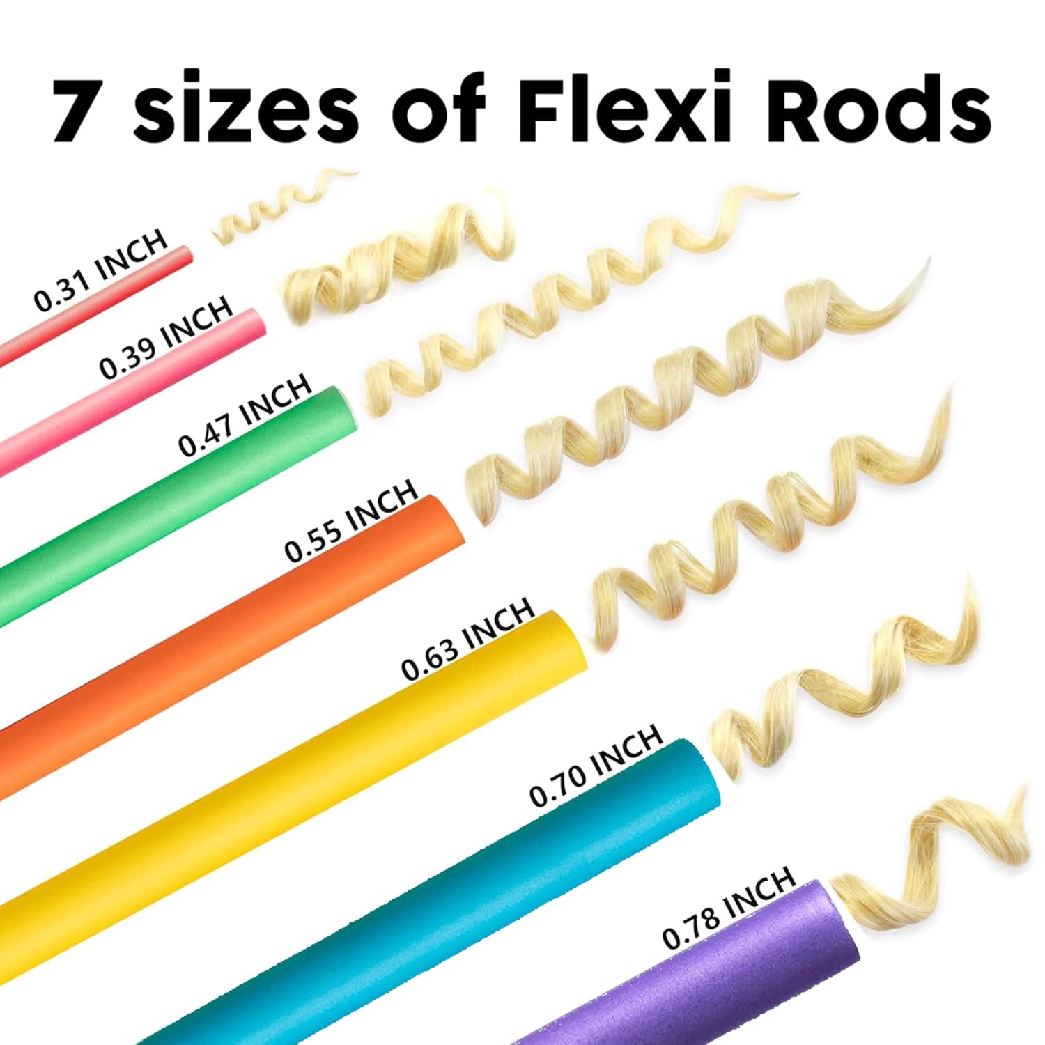 47pcs 7in Flexi Rods Hair Curl – Hair Roller Set Flexi Bewertung und Preis